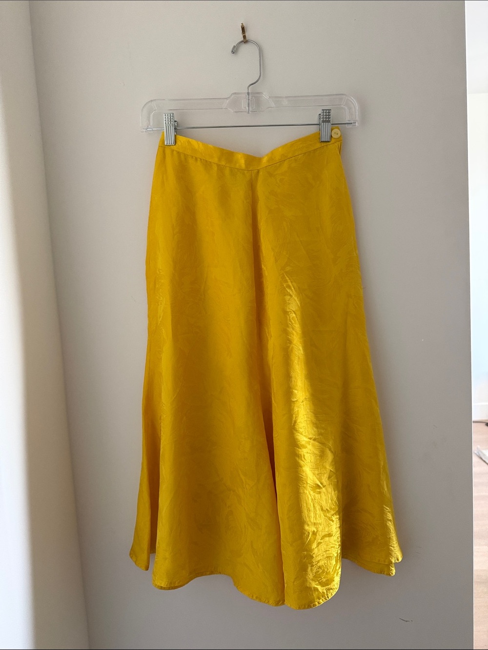 Vintage silk yellow midi skirt